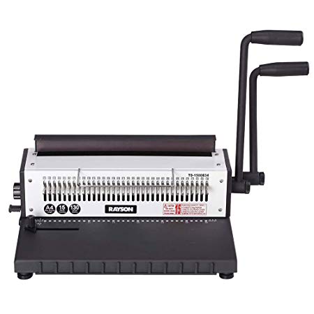 Rayson TD-1500B34 Wire Binding Machine - 34 Holes Wire Equipment, 3:1 Pitch, All 34 Disengaging Dies, Square (0.16" x 0.16") Hole Punch, Heavy-Duty, 15 Sheets Single Punching Capacity