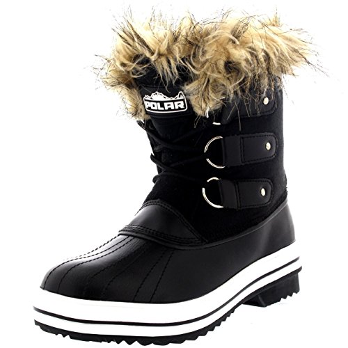 Polar Products Womens Lace Up Rubber Sole Short Winter Snow Rain Shoe Boots