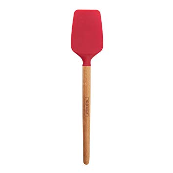 Farberware 5211459 Professional Heat Resistant Silicone Spoon Spatula with Wood Handle - Safe for Non-Stick Cookware, Red