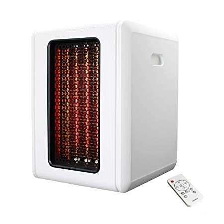 Infrared Heater with Remote - Heats 1500 Square Feet - Efficient 1500W Indoor Use Electric Heaters - Portable - Floor - Great for Home | Office | Bedroom | Large Room - MagicHeater (White)