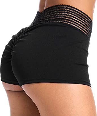 YOFIT Womens Sexy Ruched Butt Lifting Gym Shorts High Waisted Booty Yoga Shorts Workout Running Twerking Daisy Dukes Shorts