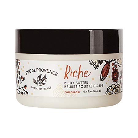 Pre de Provence Riche Collection Three Cream Hydrating and Soothing Body Butter, Amande, 0.5 Pound