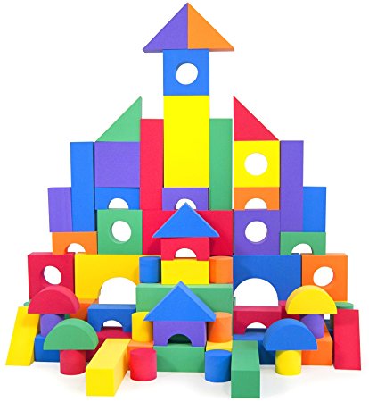 Wonder Blocks Children's Non-Toxic Foam Building Blocks (70 Piece)