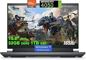 Dell G15 5535 Gaming Laptop | 15.6" FHD 165Hz (100% sRGB, 3ms, G-SYNC + DDS) | AMD Zen 4 8-core Ryzen 7 7840HS (&gt;i7-12700H) | 32GB DDR5 1TB SSD | GeForce RTX 4050 Graphic | Backlit USB-C Win11Pro