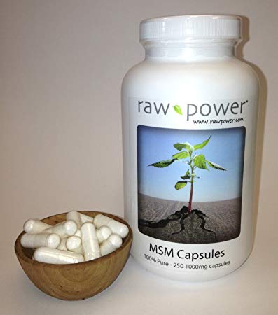 MSM Capsules, 100% pure, Raw Power (250 v-caps, 1000mg each, made in the USA!)
