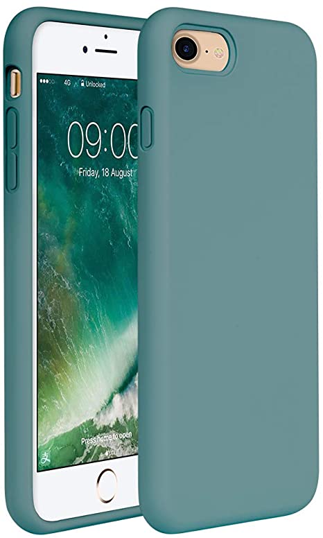 Miracase iPhone 8 Case Liquid Silicone, iPhone 7 Silicone Case Gel Rubber Full Body Protection Shockproof Cover Case Drop Protection for Apple iPhone 7/ iPhone 8 (4.7") (Midnight Green