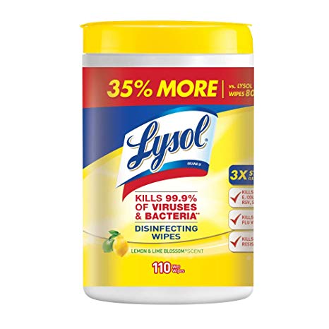 Lysol Disinfecting Wipes, Lemon & Lime Blossom, 110ct,Packaging May Vary