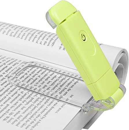 DEWENWILS Amber Book Reading Light, USB Rechargeable Book Light for Reading in Bed, Blue Light Blocking, Amber   Warm White, LED Clip On Book Lights for Kids, Bookworms, Green