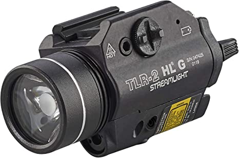 Streamlight 69265 TLR-2 HL G High Lumen Rail Mounted Tactical Light with Green Aiming Laser with 2 CR123A Lithium Batteries, Black, Box