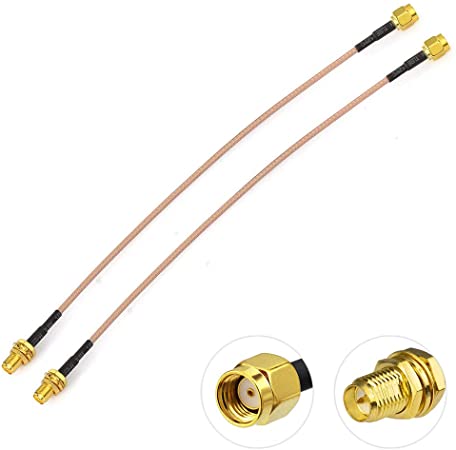 Bingfu RP-SMA Male to RP-SMA Female Bulkhead Mount RG316 WiFi Antenna Extension Coaxial Cable 15cm 6 inch (2-Pack) for Wireless PCI Express PCIE Network Card WiFi Adapter WiFi Router Security Camera