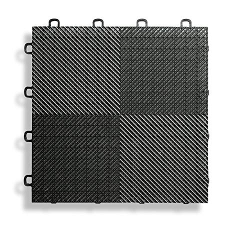 BlockTile B2US4230 Deck and Patio Flooring Interlocking Tiles Perforated Pack, Black, 30-Pack