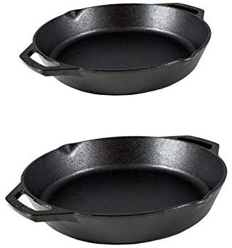 Lodge Cast Iron 2 Piece Bundle. 12 inch and 10.25 inches Ergonomic, Heat Treated, and Pre-Seasoned Cast Iron Pans with Two Loop-Style Handles (Made in the USA)