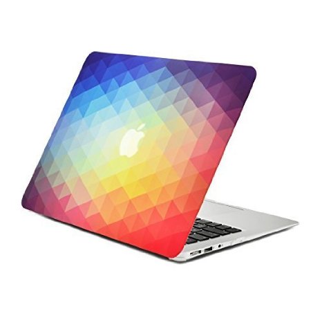 Unik Case Rainbow Gradient Ombre Triangular Galore Graphic Ultra Slim Light Weight Matte Rubberized Hard Case Cover for Macbook Air 13" 13-Inch Model: A1369 and A1466