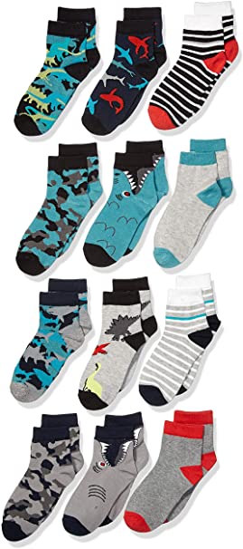 Amazon Brand - Spotted Zebra Boys Quarter-Crew Socks