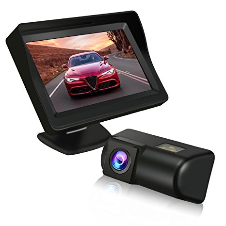 TVIRD Backup Camera and Monitor Car Universal Waterproof Rear View Camera And 4.3 inch Color Monitor Night Vision with LEDs Fit for Ford