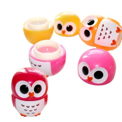 Jalousie Novelty Glitter Owl Lip Gloss 4 Piece Lip Balm Girls Birthday Party Favors FDA Approved