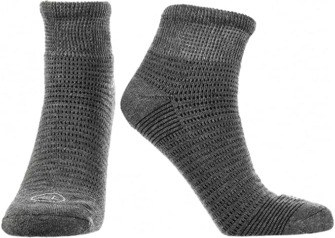 Doctor's Choice Men's Diabetic & Neuropathy Ankle Socks, Quarter Length, Non-Binding with Aloe, Antimicrobial, and Seamless Toe, Single Pair, Charcoal, Mens Large: Sock Size 10-13, Shoe Size 8-12