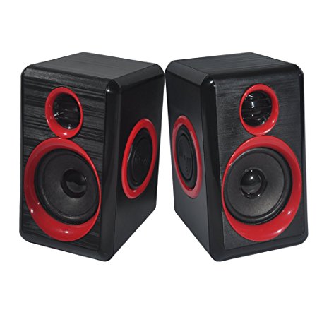 Computer Speakers With Heavy Bass,Subwoofer, Volume Control, 3.5mm Audio, USB Wired Powered Built-in Four Loudspeaker Diaphragm Multimedia Speaker for PC/Laptops/desktop/ASUS/ACER Computer (RED)