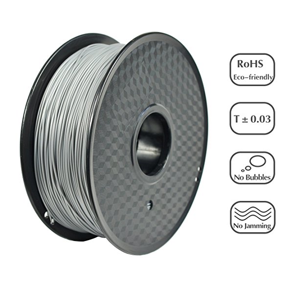 PRILINE PLA-1KG 1.75 3D Printer Filament, Dimensional Accuracy  /- 0.03 mm, 1kg Spool, 1.75 mm, Silver (Pantone Code:404C)