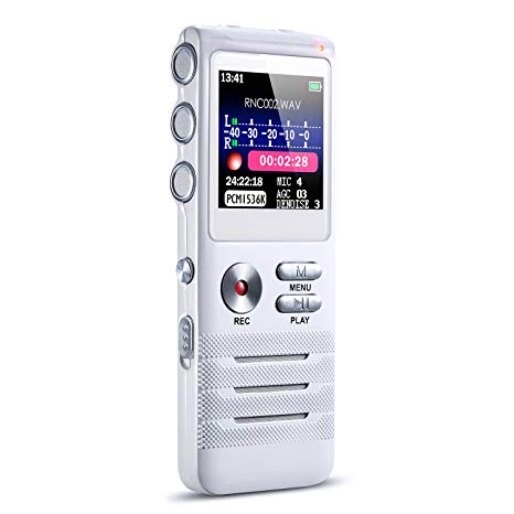 Digital Voice Recorder,[2018 Upgraded Version] 16GB Sound Audio Recorder Dictaphone with High-Sensitivity Dual Microphone,Voice Activated, Noise Reduction and MP3 Player for Meeting,Class, Lectures