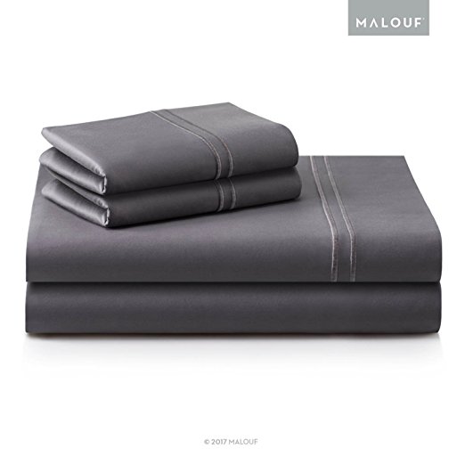WOVEN SUPIMA Premium Cotton Sheets - 100 Percent American Grown - Extra Long Staple - Sateen Weave - Extra Deep Pockets - Single Ply - 600 Thread Count - Queen - Charcoal
