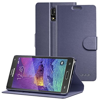 Galaxy Note 4 Wallet Case - VENA [vSuit] Slim Fit Leather Case with Stand and Card Slots for Samsung Galaxy Note 4 (Oxford Blue)