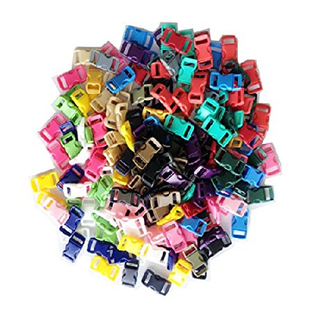 Elife 200 PCS (20 Assorted Colors) 3/8" Contoured Side Release Plastic Buckles