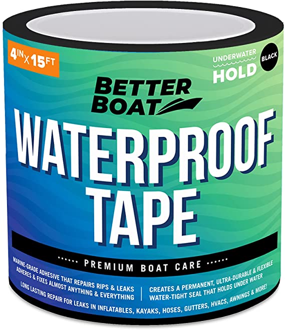 Better Boat Waterproof Tape Thick Heavy Duty Tape Rubberized Sealing Premium Marine Grade for Outdoor Use Seal and Repair Super Strong Tape Sealant 15' Feet 4 Inches Wide