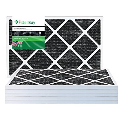 FilterBuy Allergen Odor Eliminator 20x25x1 MERV 8 Pleated AC Furnace Air Filter with Activated Carbon - Pack of 4 - 20x25x1