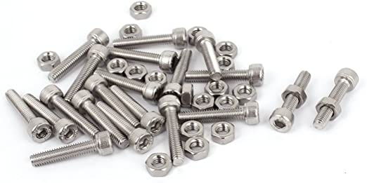 uxcell M4x20mm Hex Socket Head Knurled Cap Screws Bolts Nuts Set 20Pcs