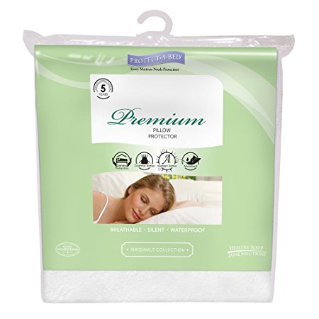 Protect-A-Bed Premium Waterproof Pillow Protector, Queen Pillow Size (21x31 in.)