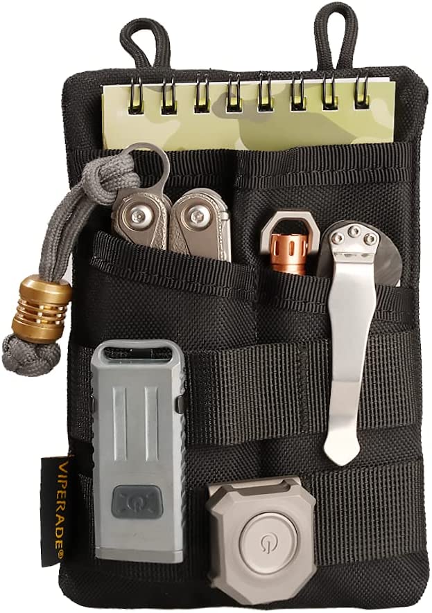 VIPERADE VE3 Pocket Organizer Men, Nylon EDC Organizer with 4 Tool Storage EDC Pouch for Flashlight, Pocket Knife, Tactical Pen, Notebook -Pocket Organizer EDC Black