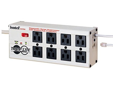 Tripp Lite Isobar 8 Outlet Surge Protector Power Strip, Tel/Modem, 12ft Cord Right Angled Plug, & $50K INSURANCE (ISOTEL8ULTRA)