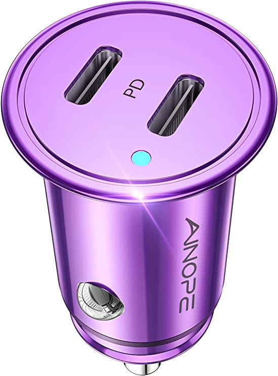 Car Charger USB C 40W AINOPE Smallest USB C Car Charger Fast Charging, All Metal PD 3.0 Dual Port iPhone Car Charger Compatible with iPhone 13/13 Pro/12/12 Pro/12 Mini, Galaxy S20/S10, iPad Pro
