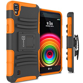 LG X Power Holster Case, CoverON® [Explorer Series] Holster Hybrid Armor Belt Clip Hard Phone Cover For LG X Power K210 / K6P Holster Case - Orange Neon