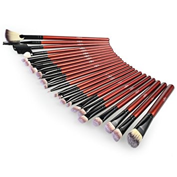 Anjou Makeup Brushes, 24 Pieces Professional Eye Makeup Cosmetics Brush Set, Eyeliner, Eye Shadow, Eye Brow, Foundation, Powder Liquid Cream Blending Brush, Premium Wooden Handles