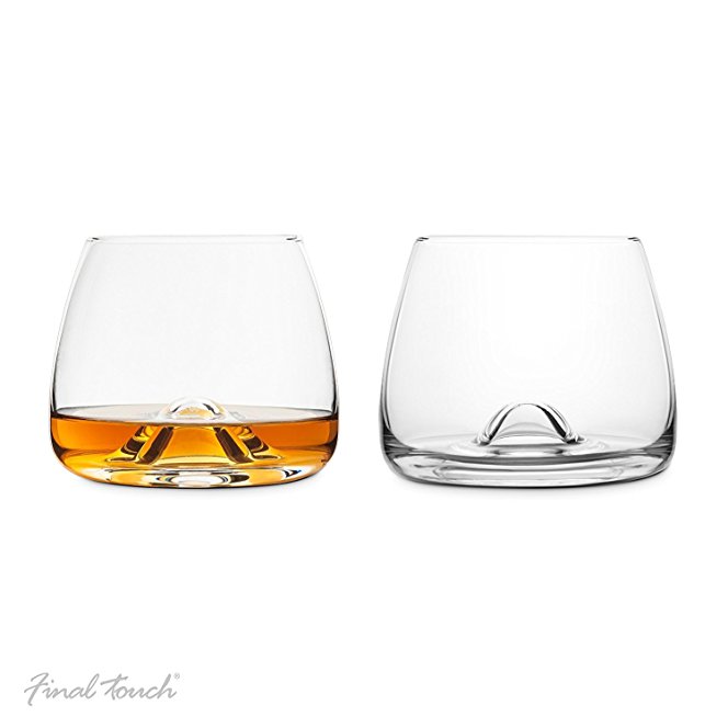 Final Touch 100% Lead-free Crystal Whisky Glasses Made with DuraSHIELD Titanium Reinforced for Increased Durability Scotch Whiskey Glass Tumblers Set 9 cm 300ml - Pack of 2