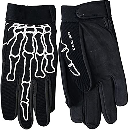 Hot Leathers Skeleton Finger Mechanic Gloves (Black, X-Large)