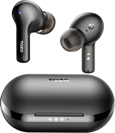 TOZO A2 Mini Wireless Earphone Bluetooth 5.3 in Ear Light-Weight Earbuds Built-in Microphone, IPX5 Waterproof, Immersive Premium Sound Long Distance Connection Headset with Charging Case,Black