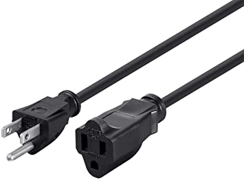 Monoprice 3-Prong Extension Cord - 1 Feet - Black (6 Pack) NEMA 5-15P to NEMA 5-15R, 16AWG, 13A