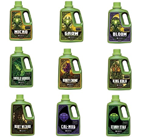Emerald Harvest Nutrients 3-Part Combo Package Kit - 1 Gallon Size (Micro, Grow, Bloom, Root Wizard, Honey Chome, King Kola, Emerald Goddess, Cal-Mag & Sturdy Stalk)