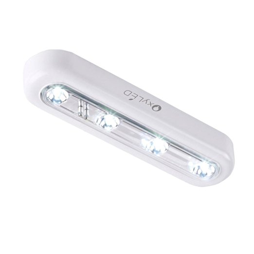 OxyLED Battery-Operated Stick-on Touch Light Tap Light, 4 LED DIY Cupboard Cabinet Night Light - T-01