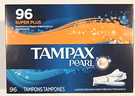 Tampax Pearl Unscented Tampon, Super Plus Absorbency, 96 count