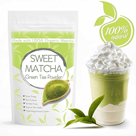 RLT Sweet Matcha (16oz) Green Tea Powder Mix- Made with 100% Organic Matcha - Perfect for Making Green Tea Latte or Frappe - 30 Servings