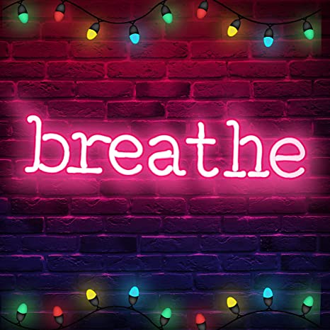Neon Signs Breathe Neon Light Sign Hanging Neon Sign Pink Neon Lights Neon Wall Sign Neon Words for Wall Bedroom Room Party Decor
