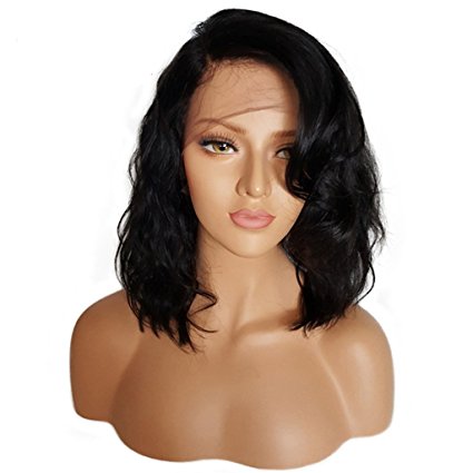 BEEOS Hair Brazilian Virgin Human Hair Lace Front Wigs Glueless Short Bob Human Hair Wigs Wavy With Baby Hair For Black Women 12inch Short Wavy Lace Wigs On Sale