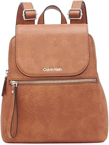 Calvin Klein Women's Reyna Novelty Key Item Flap Backpack, Caramel Mix, One Size