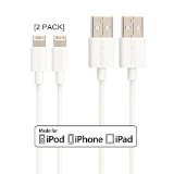 Apple MFI Certified Omars 2 Pack 4ft12m Lightning 8pin to USB SYNC Cable Charger Cord for Apple iPhone 5  5s  5c  6  6 Plus iPod touch 5 iPod nano 7 iPad Mini  mini 2 mini 3 iPad 4  iPad Air  iPad Air 2 White