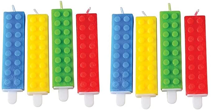 UST Building Block Themed Birthday Cake Candles - 8 pc