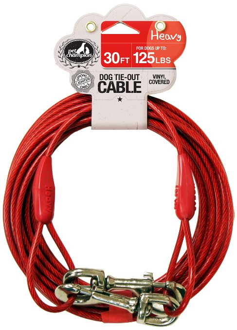 Pet Champion 30-Feet Tie Out Cable for Dogs Up to 125-Pound